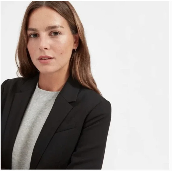 NWOT EVERLANE The Italian GoWeave Classic Blazer 14 Black Single Button Academia - Picture 4 of 10